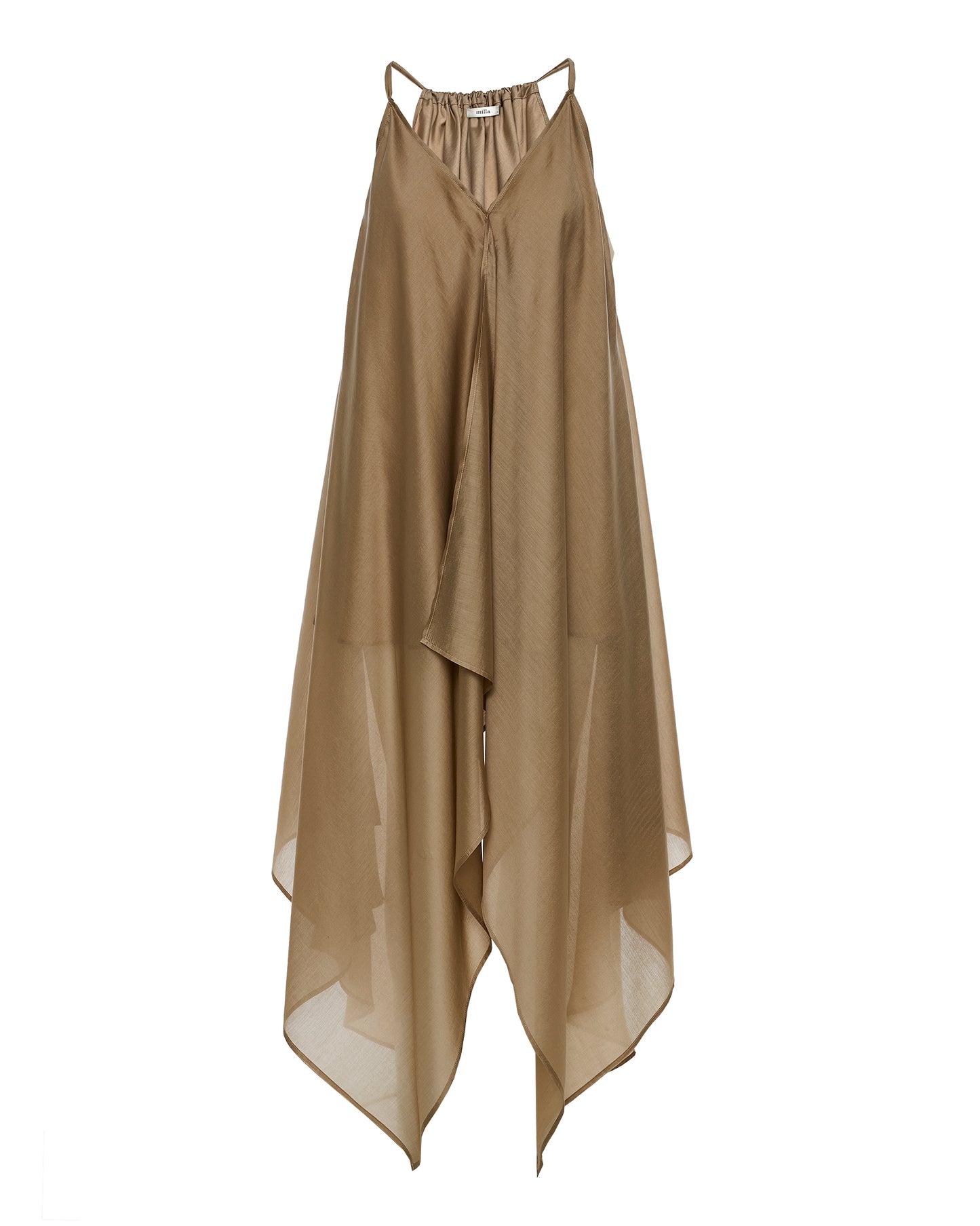 Milla dress long strappy asymmetrical
