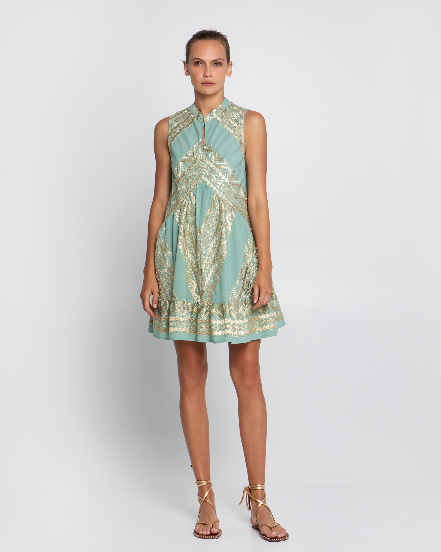 Greek archaic Kori short dress Classic triangle