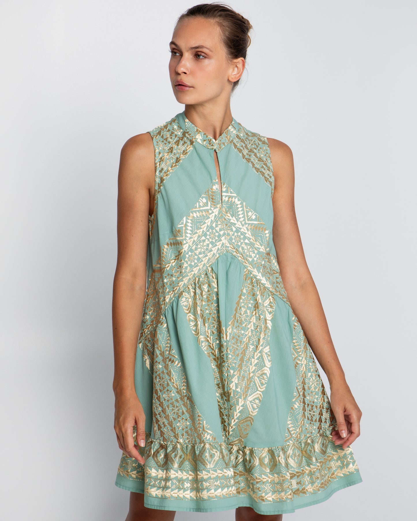 Greek archaic Kori short dress Classic triangle