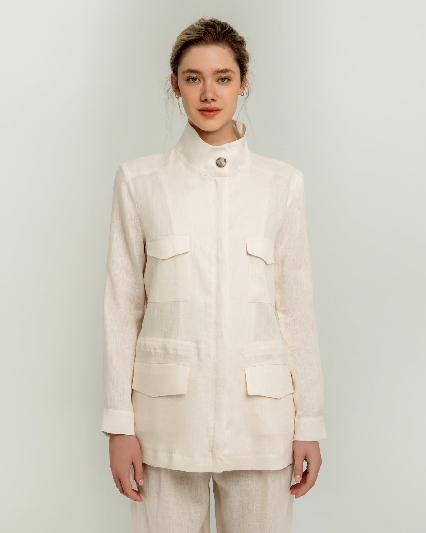 Milla jacket λινό με τέσσερις τσέπες
