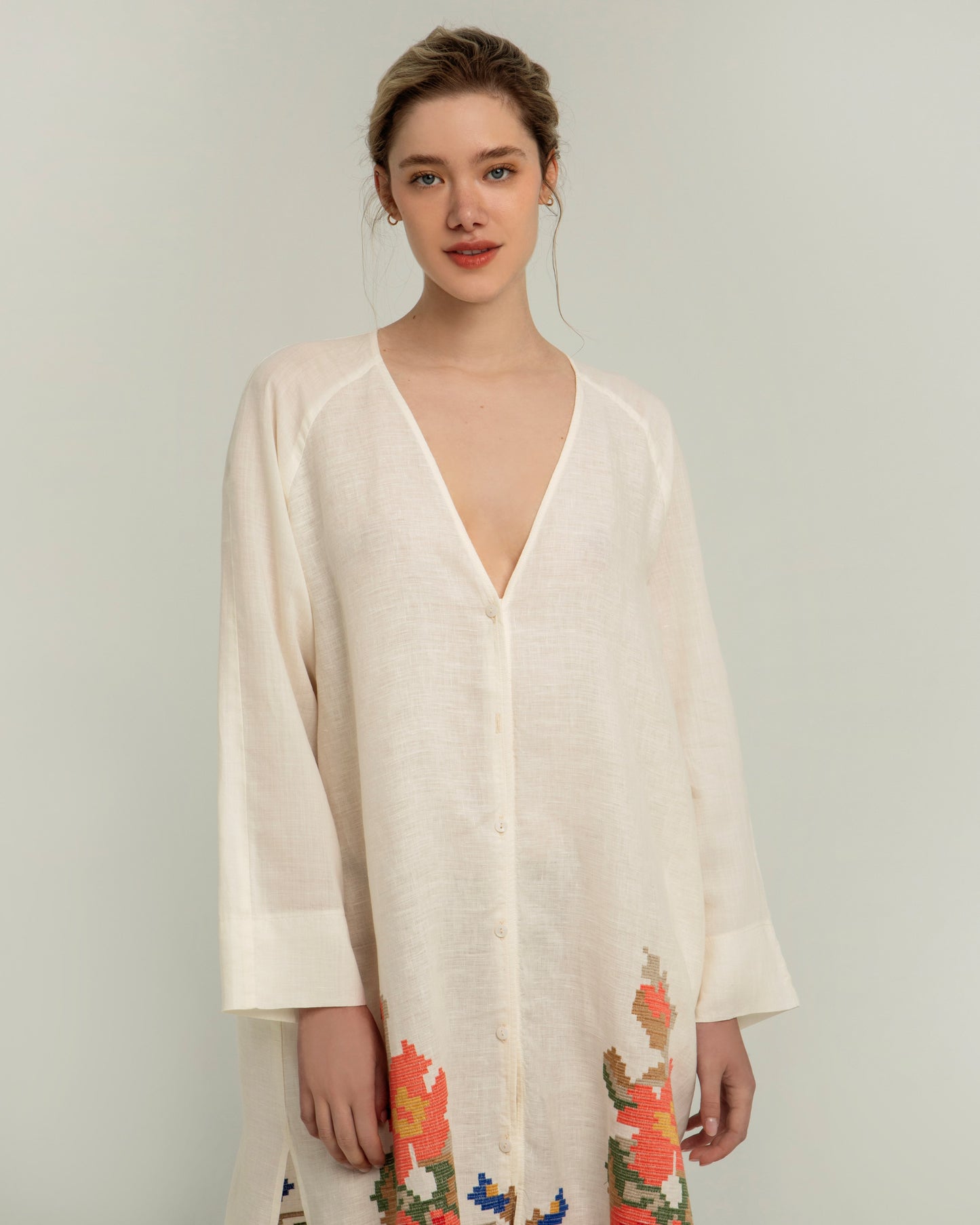 Greek archaic Kori dress chemisier Rose