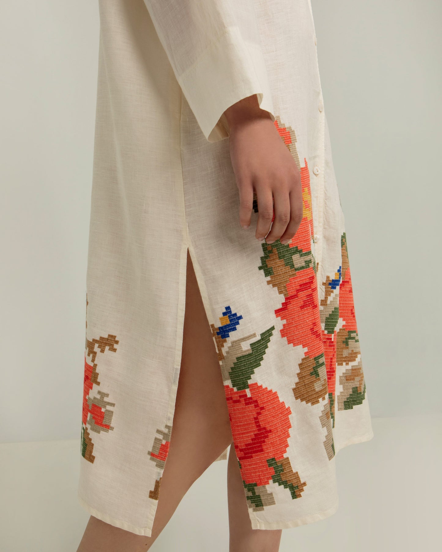 Greek archaic Kori dress chemisier Rose