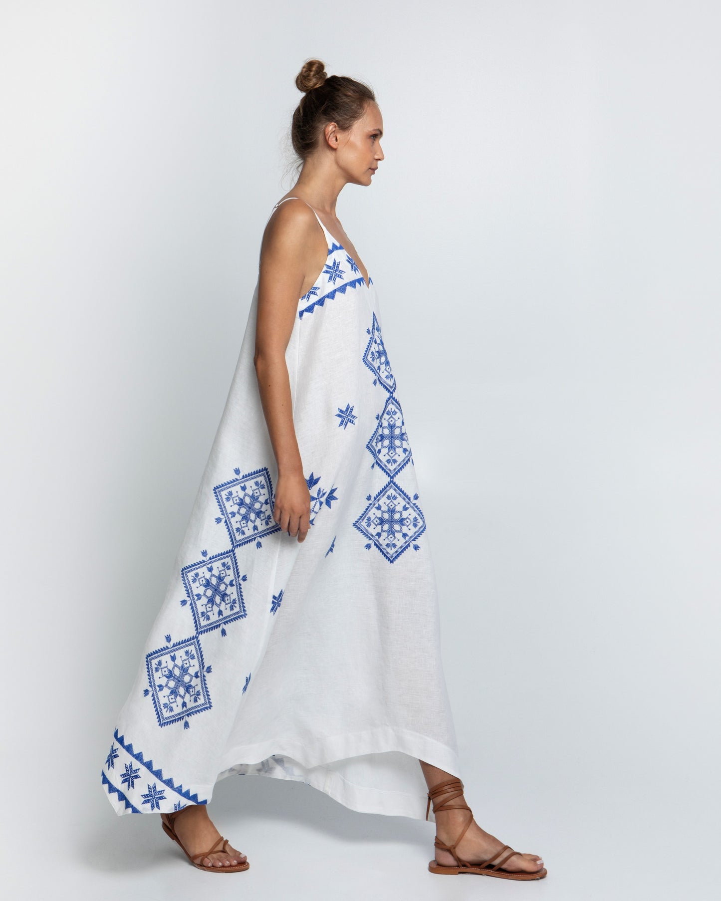 Greek archaic Kori dress with straps Lefkada