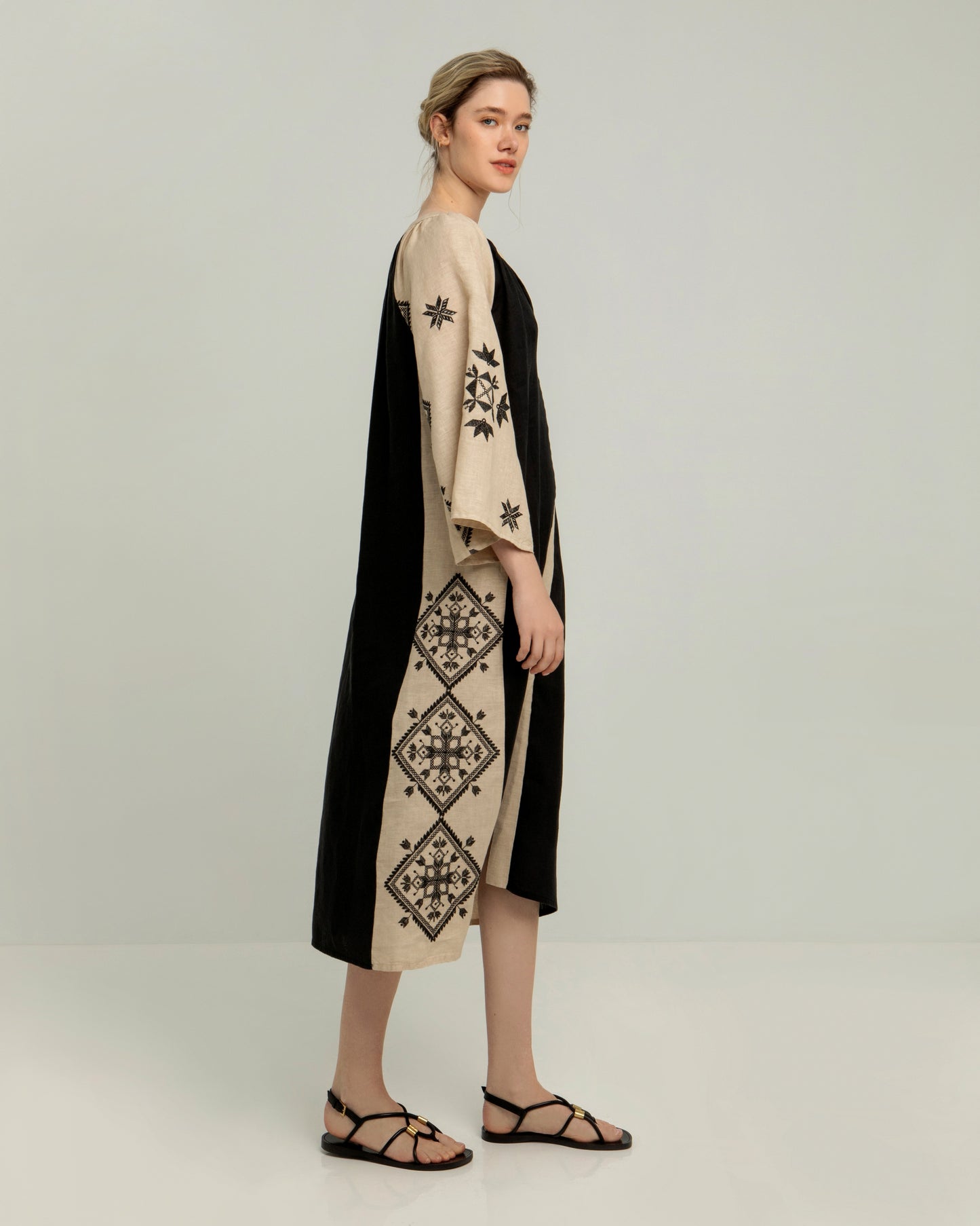 Greek erchaic Kori dress two-toned Lefkada