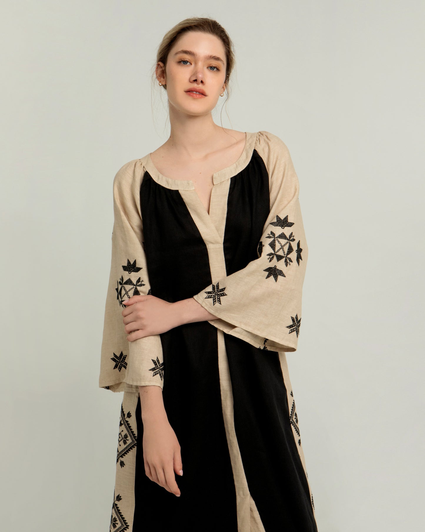 Greek erchaic Kori dress two-toned Lefkada