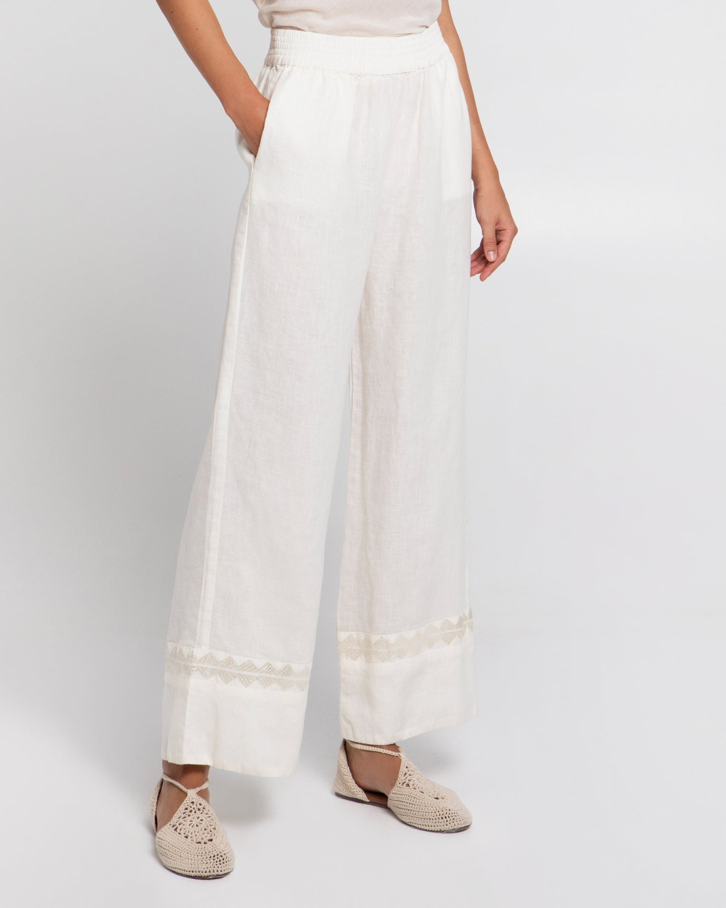 Greek archaic Kori pant with chevron