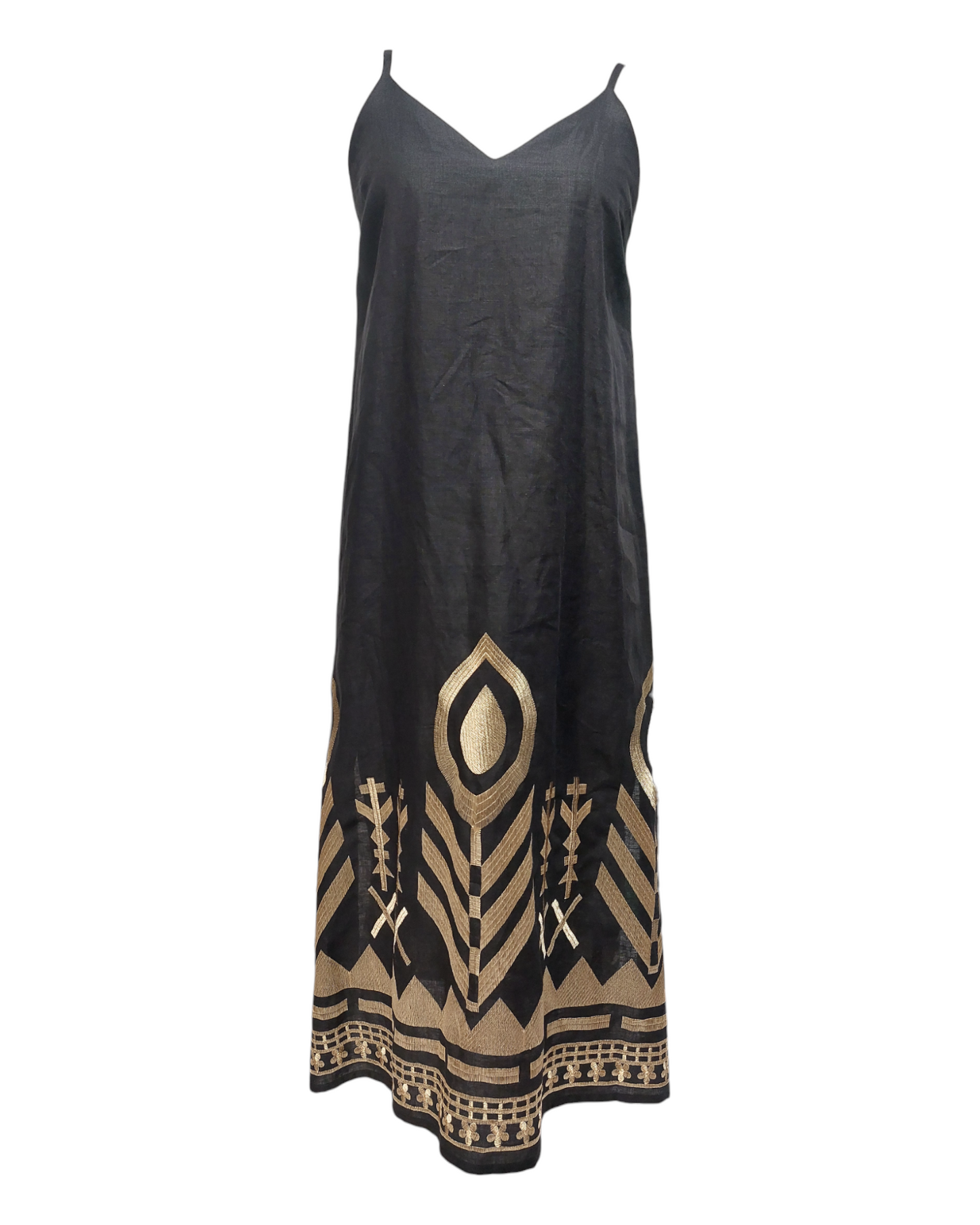 Greek Archaic Kori linen dress feather