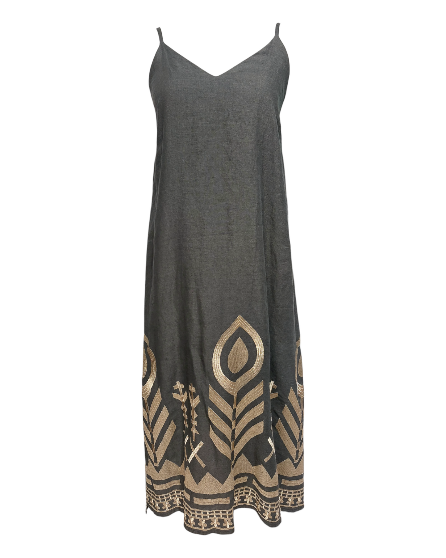 Greek Archaic Kori linen dress feather