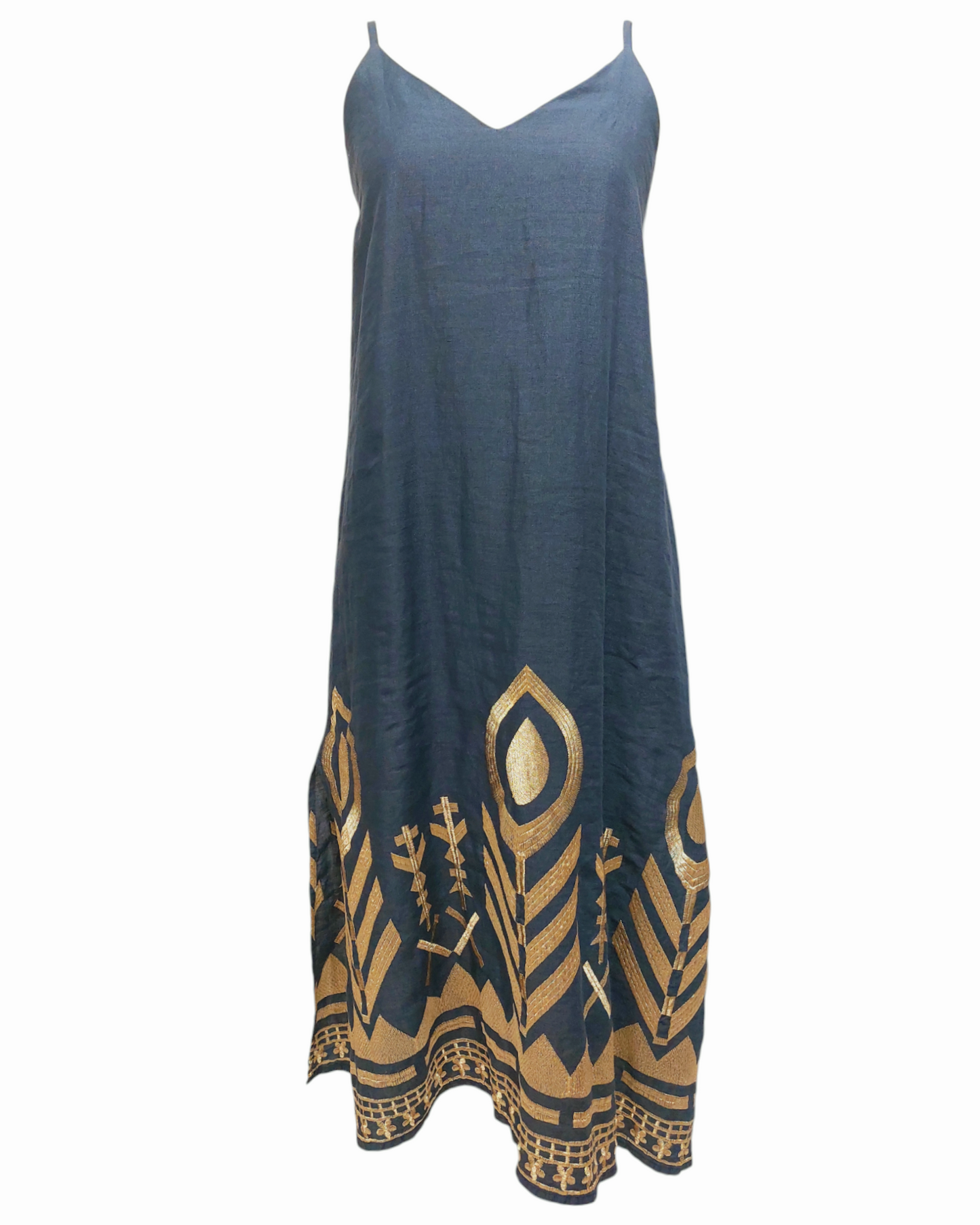 Greek Archaic Kori linen dress feather