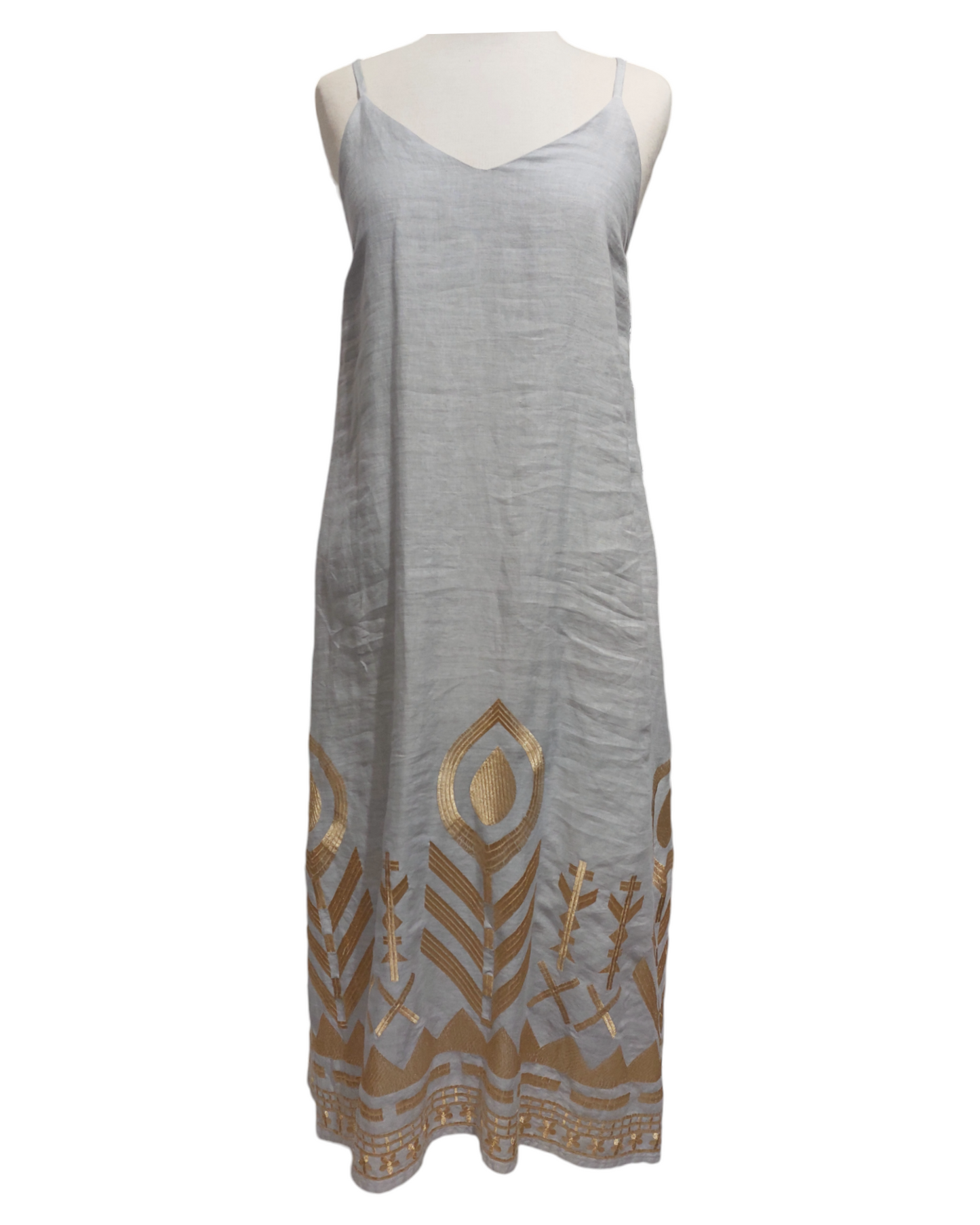 Greek Archaic Kori linen dress feather
