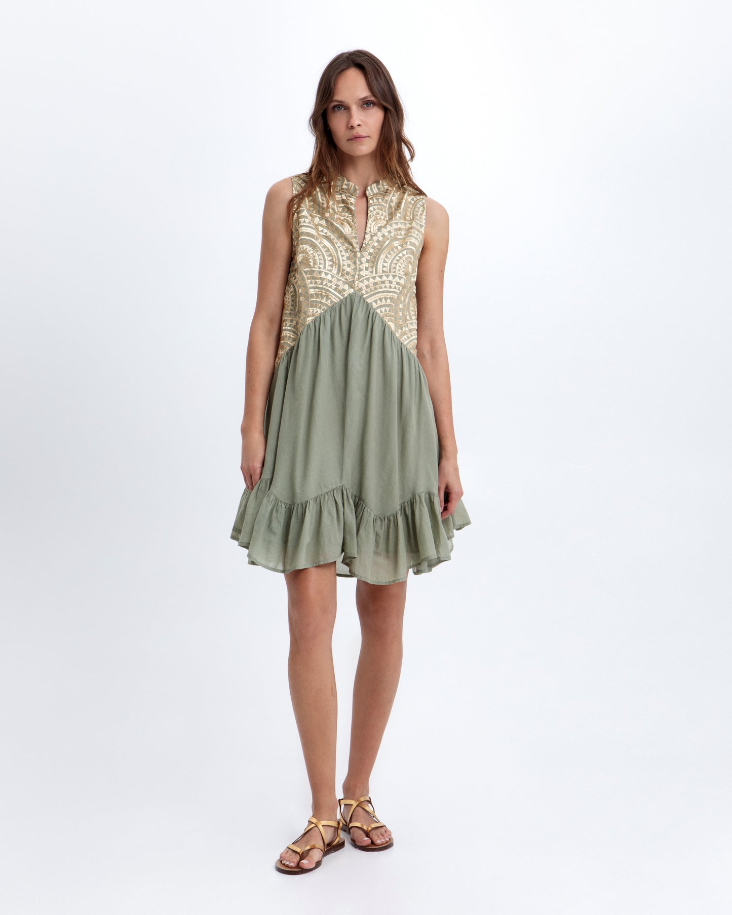 Greek archaic Kori short dress New triangle