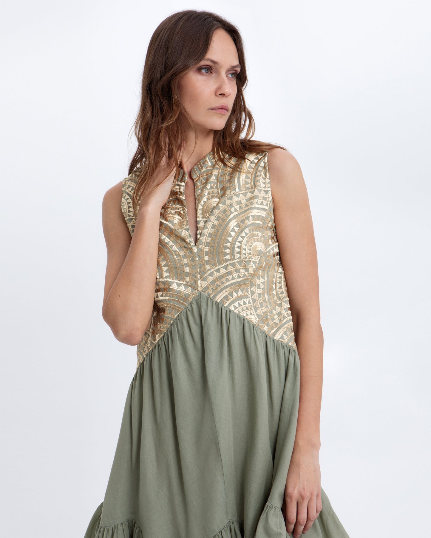 Greek archaic Kori short dress New triangle