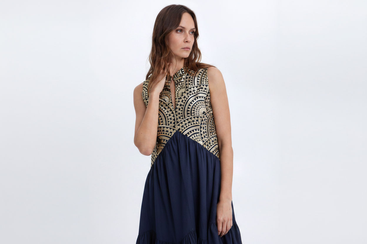 Greek archaic Kori short dress New triangle