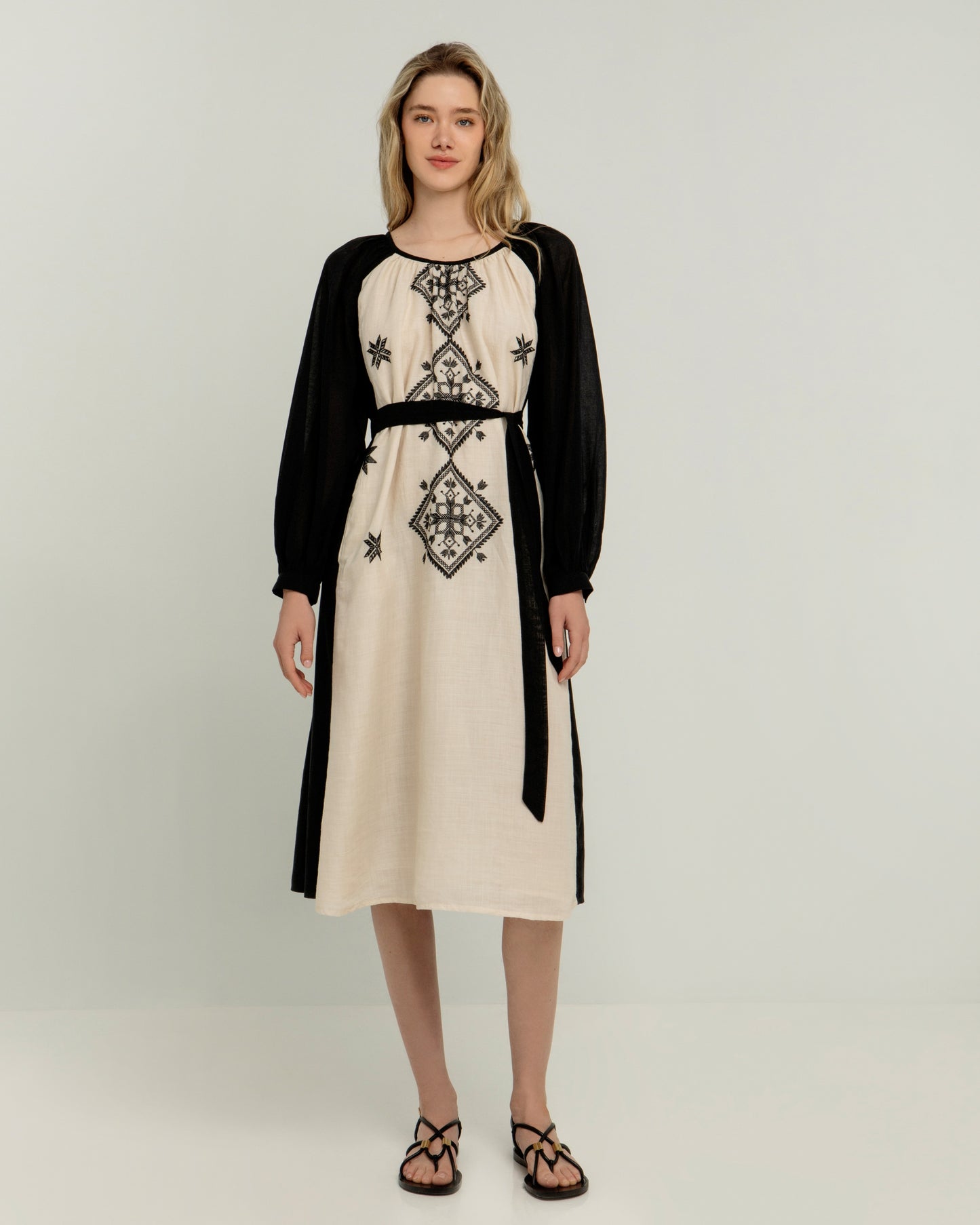 Greek archaic Kori dress two-toned Lefkada