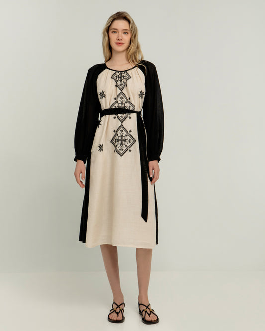 Greek archaic Kori dress two-toned Lefkada