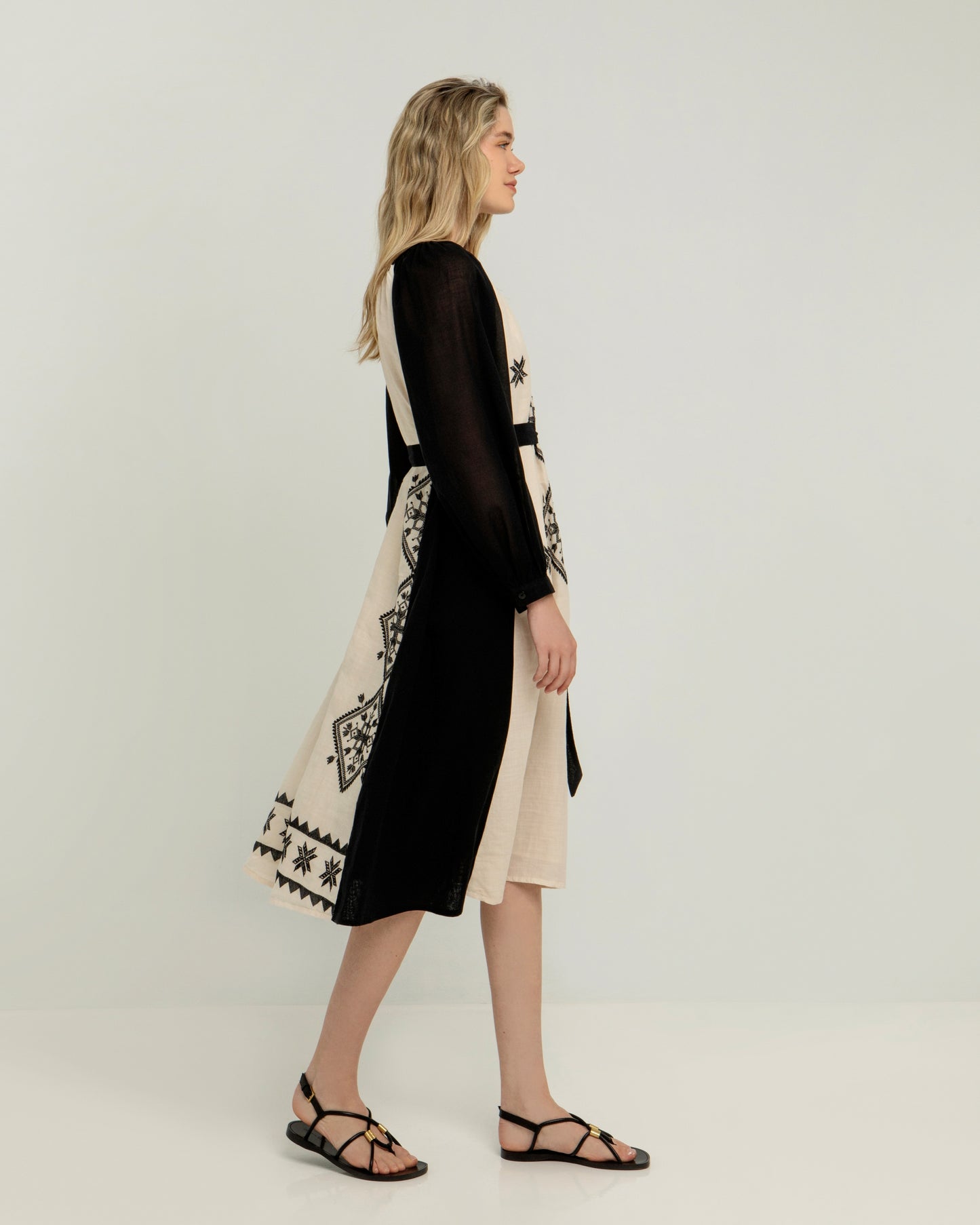 Greek archaic Kori dress two-toned Lefkada