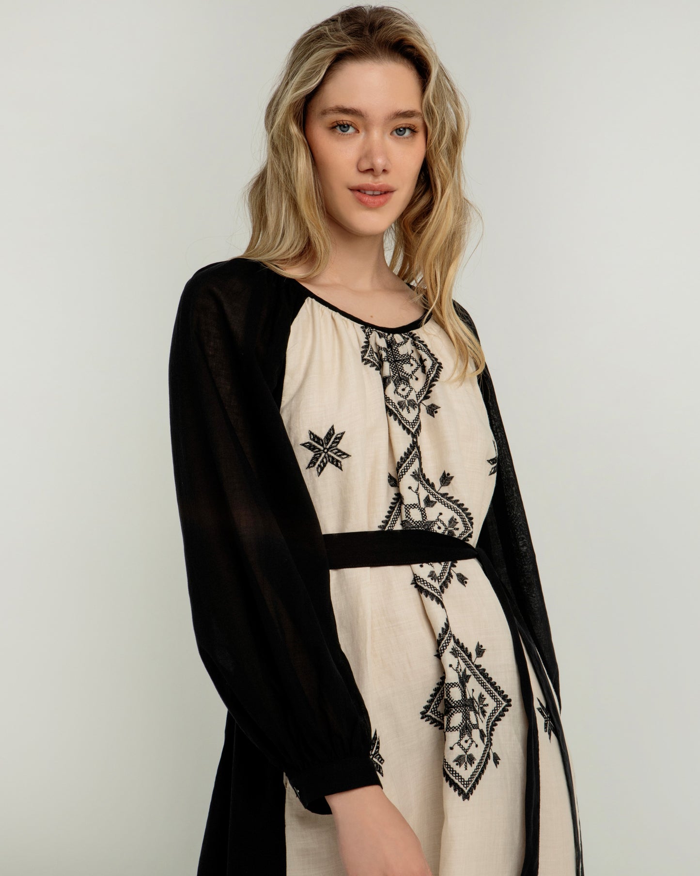 Greek archaic Kori dress two-toned Lefkada