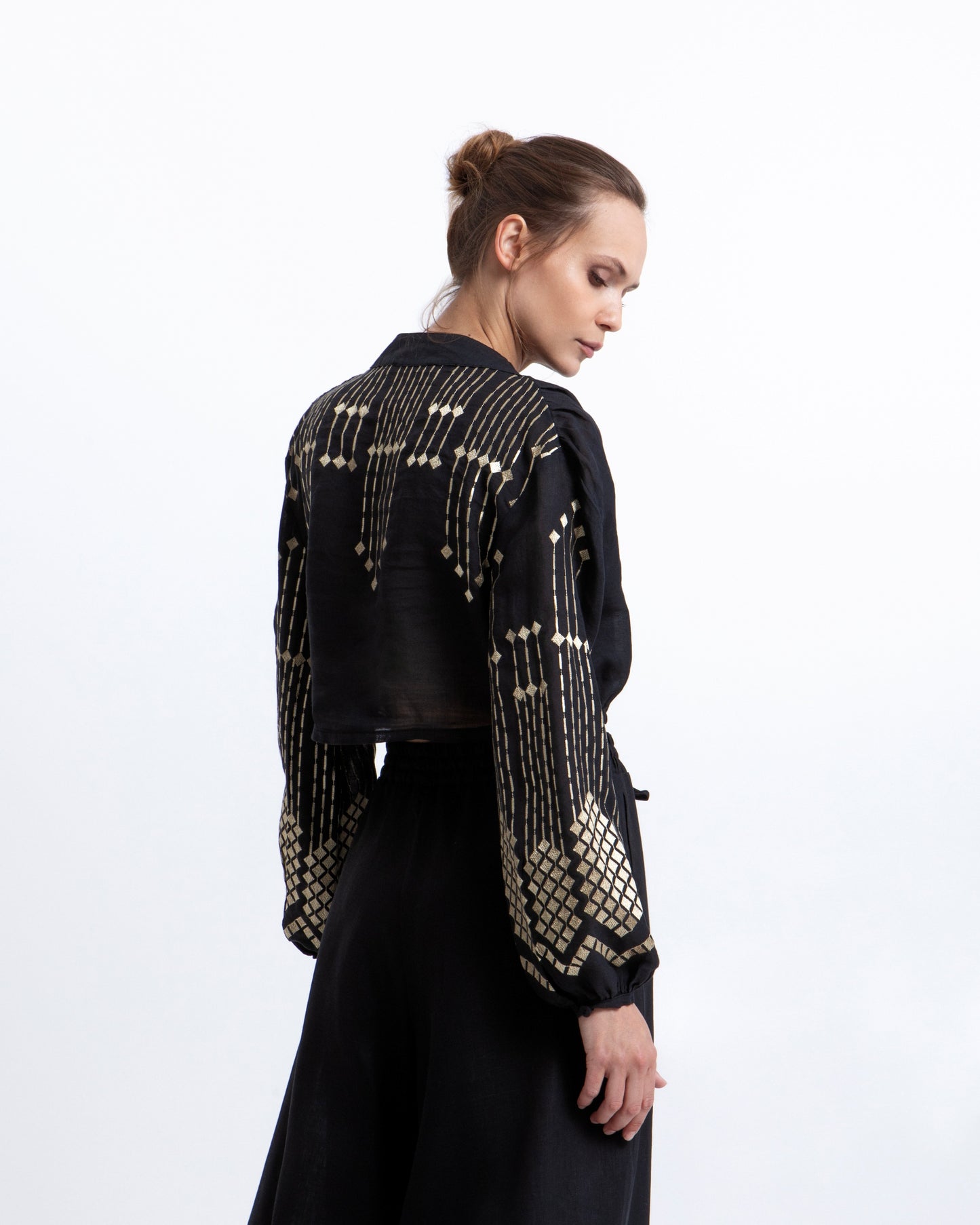 Greek Archaic Kori blouse grape cropped