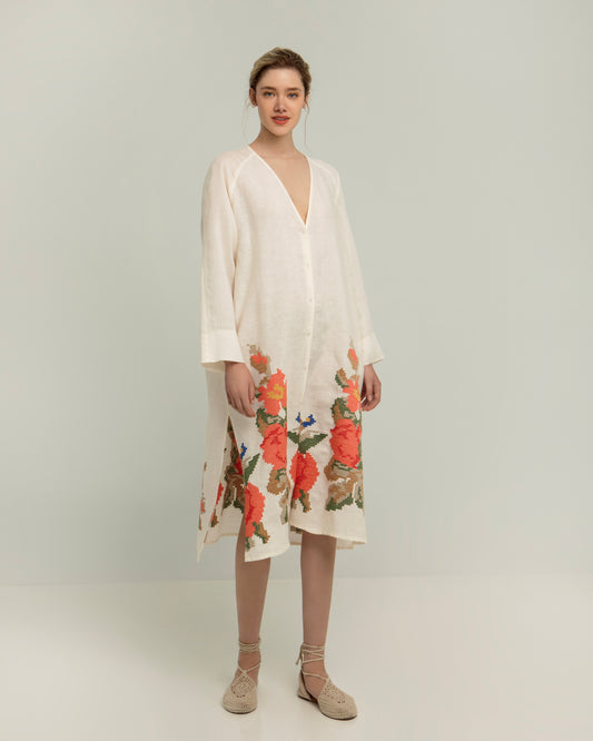 Greek archaic Kori dress chemisier Rose