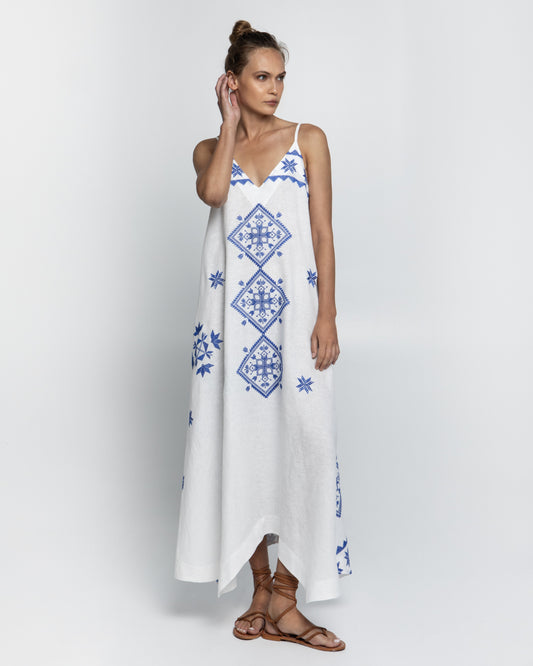 Greek archaic Kori dress with straps Lefkada