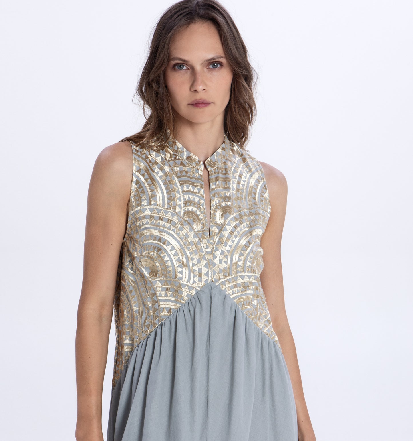 Greek archaic Kori short dress New triangle