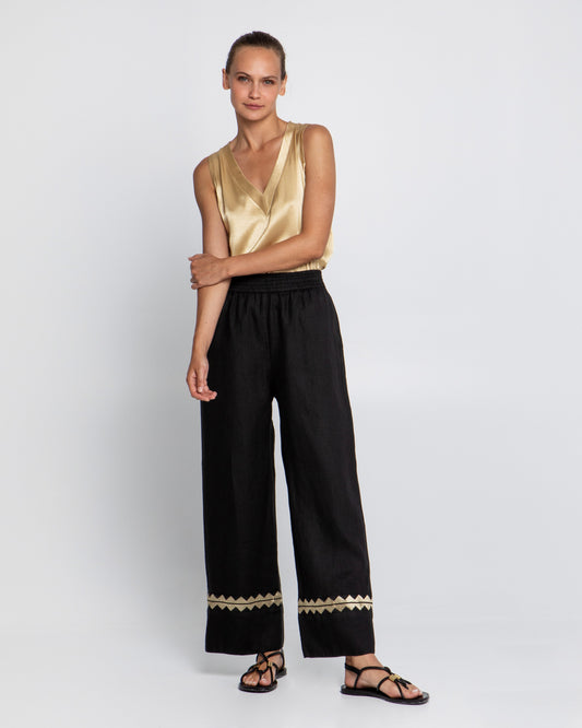 Greek archaic Kori pant with chevron