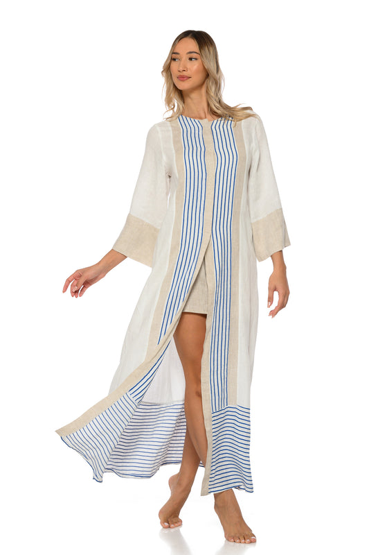 See the sea linen kimono