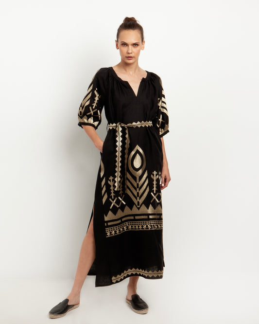 Greek archaic Kori dress-caftan Feather