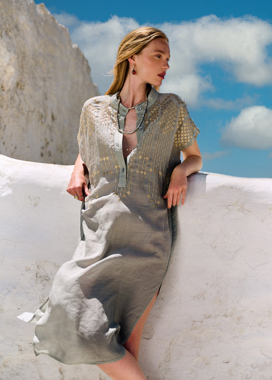 Greek Archaic Kori dress midi grape